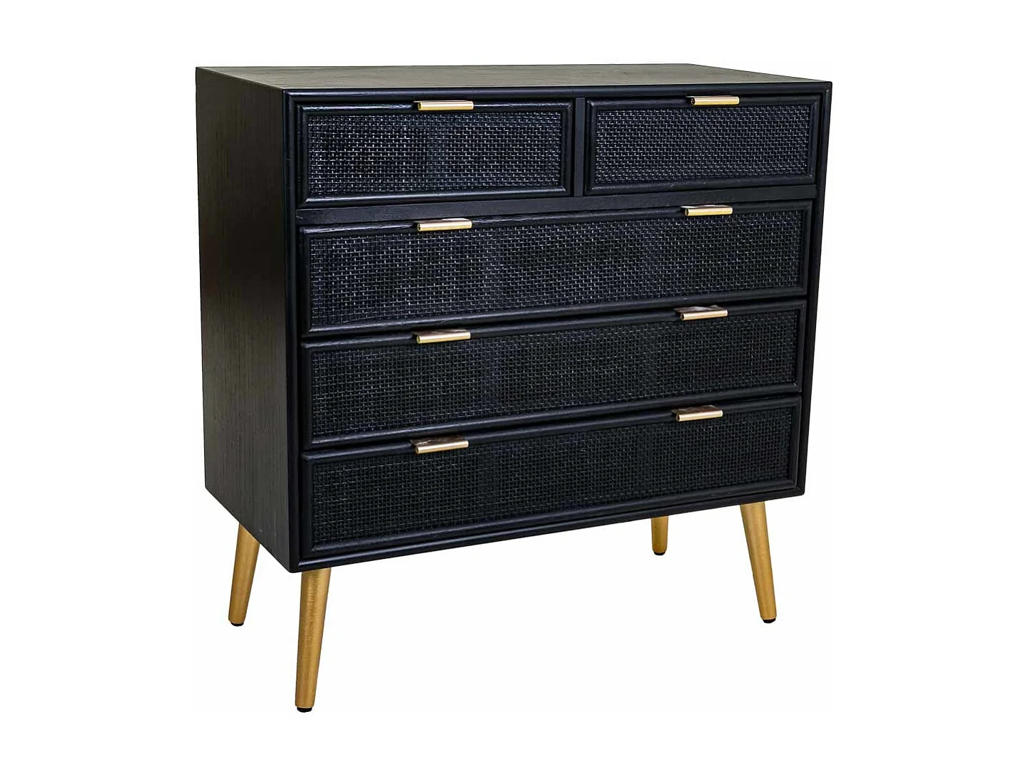 Kommode aus schwarz lackiertem Holz und Netz, 80 x 39,5 x 81 cm