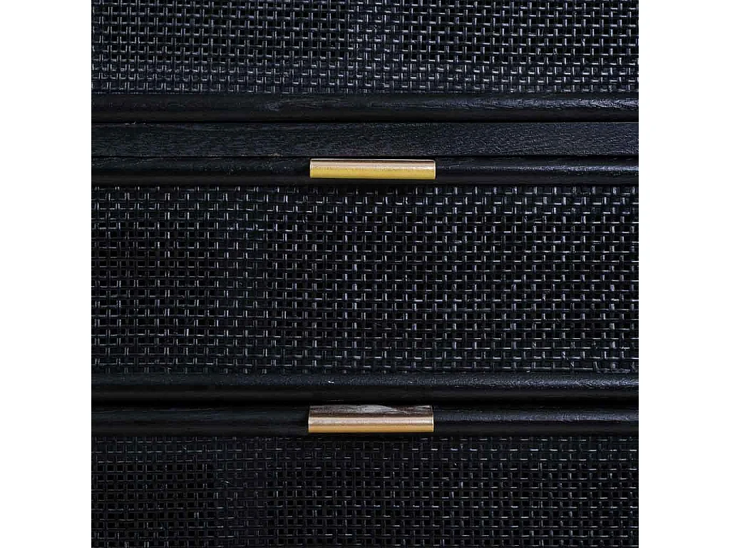 Kommode aus schwarz lackiertem Holz und Netz, 80 x 39,5 x 81 cm