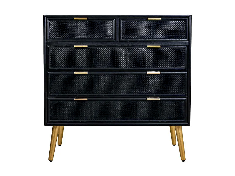 Kommode aus schwarz lackiertem Holz und Netz, 80 x 39,5 x 81 cm