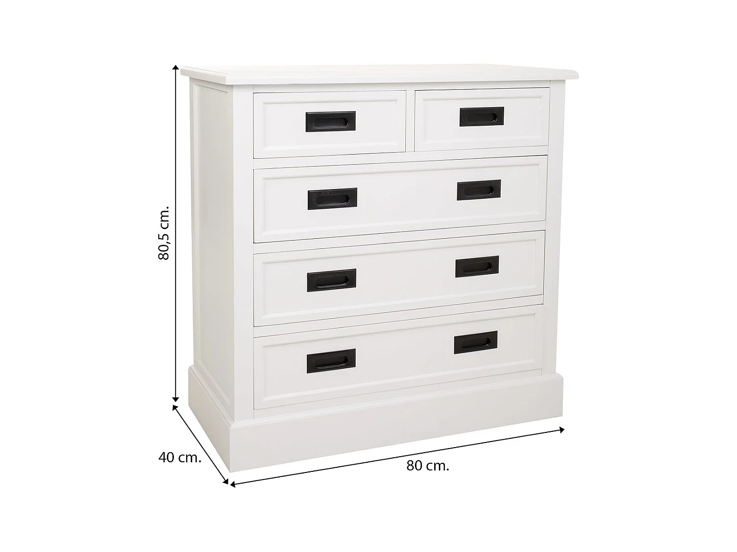 Commode en bois blanc 80x40x80,5h