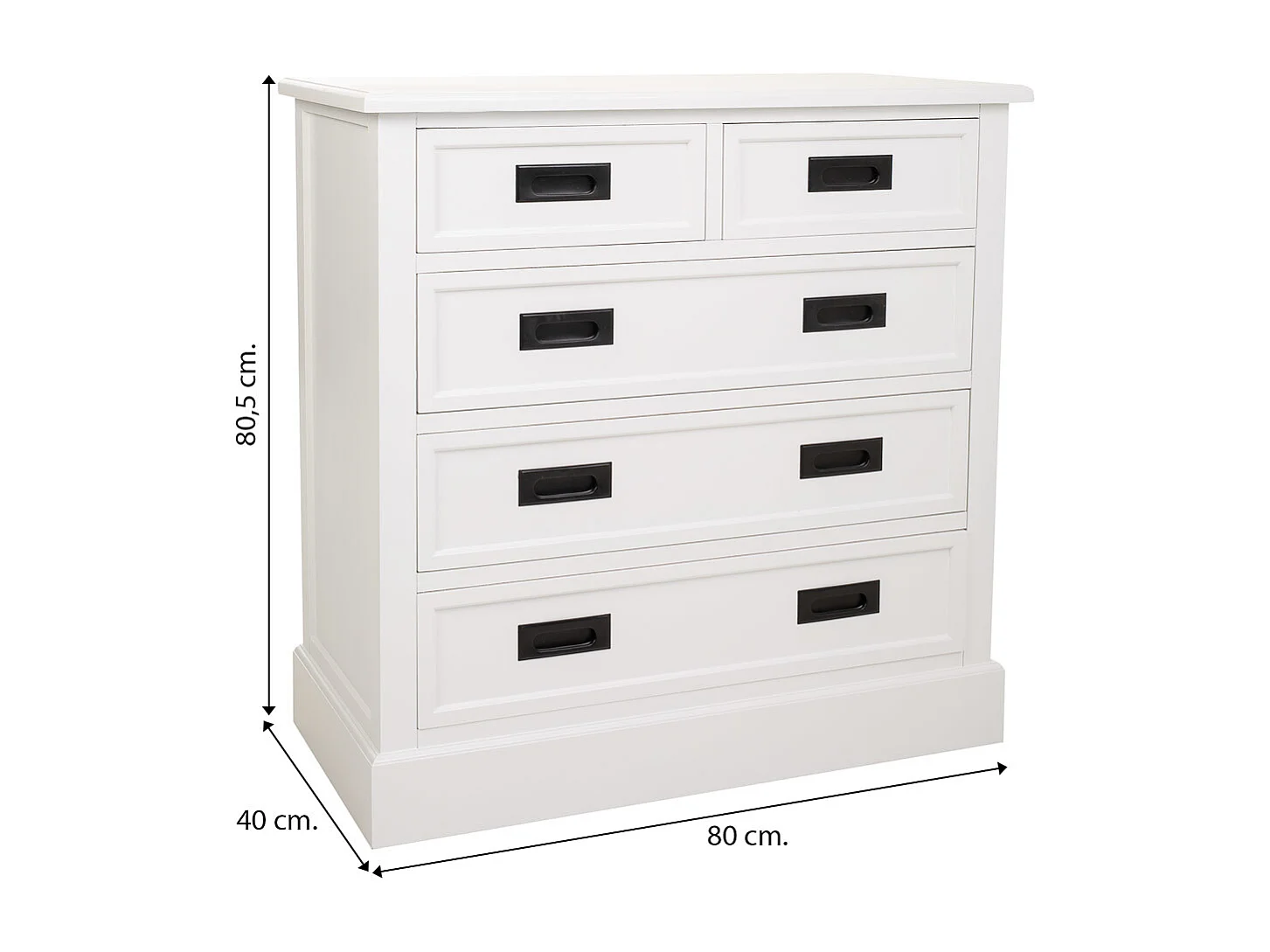 Weiße Kommode aus Holz, 80x40x80,5 h cm
