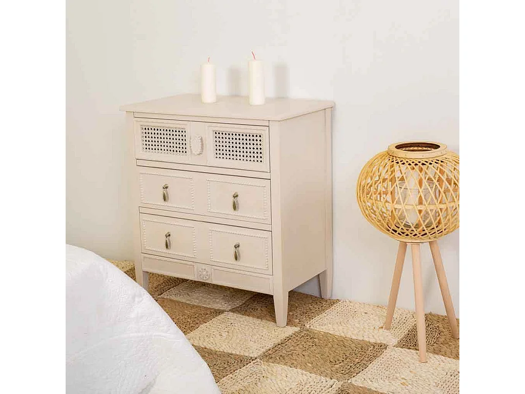 Kommode aus beigem Holz 65x36x70