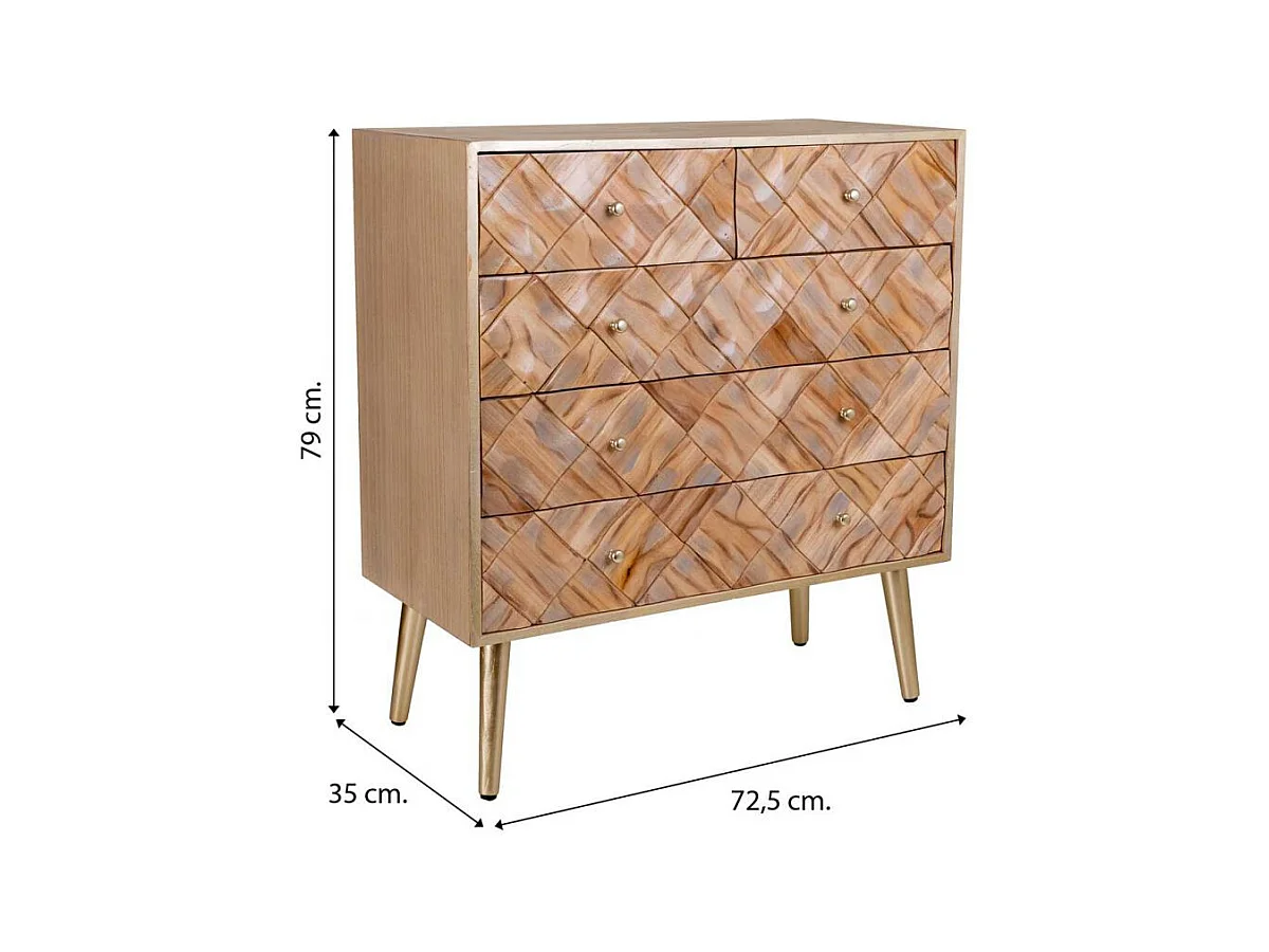 Commode en bois marron 72,5x35x79h