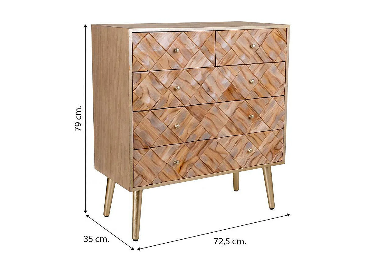 Braune Holzkommode 72,5x35x79h cm