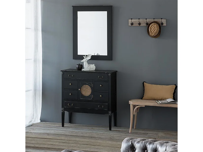 Cómoda de madera negra 85x38x90 cm