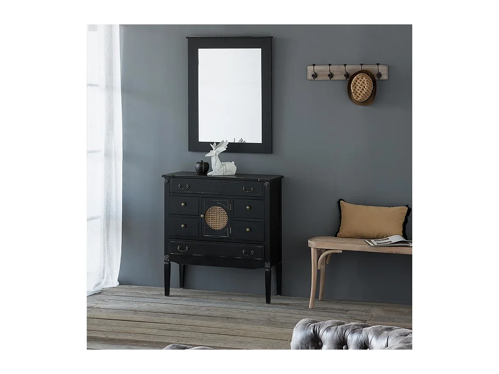 Cómoda de madera negra 85x38x90 cm