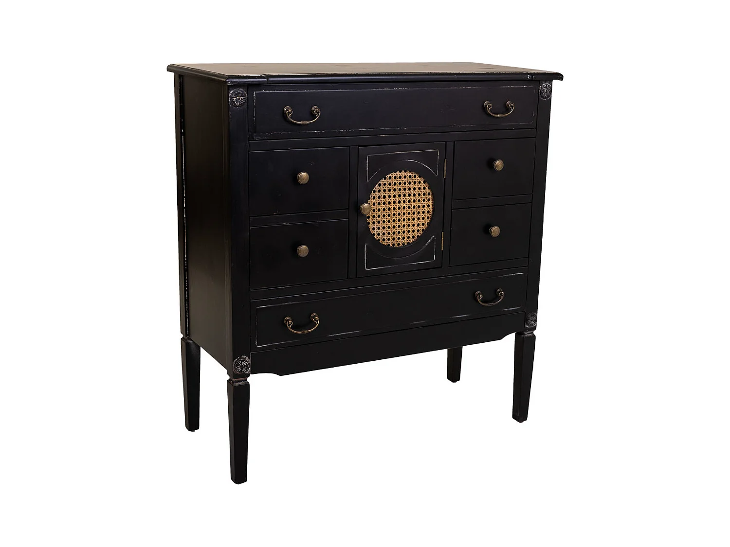 Cómoda de madera negra 85x38x90 cm