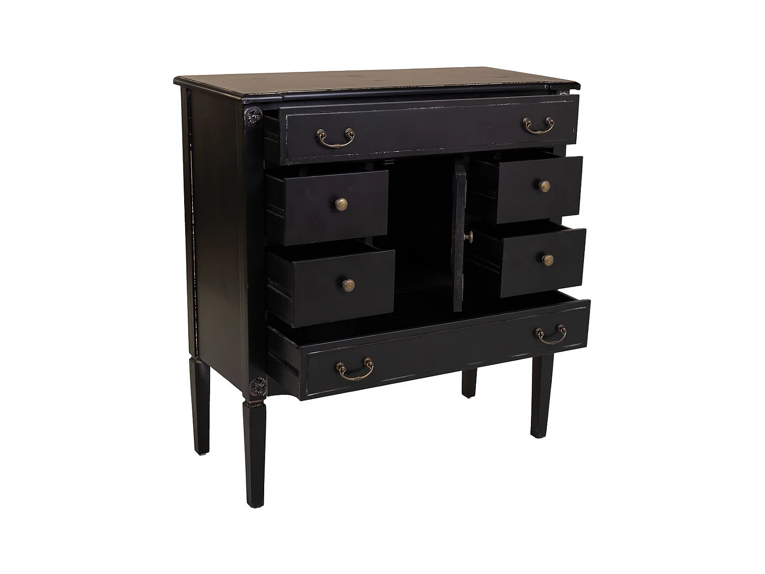 Cómoda de madera negra 85x38x90 cm