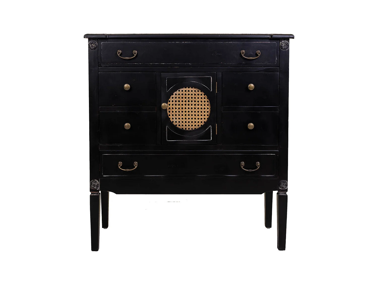 Cómoda de madera negra 85x38x90 cm