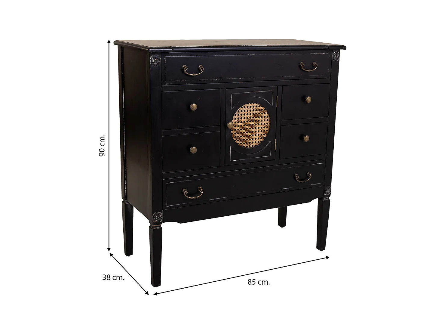 Cómoda de madera negra 85x38x90 cm