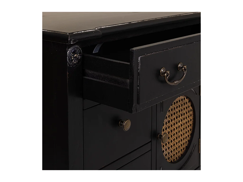 Cómoda de madera negra 85x38x90 cm