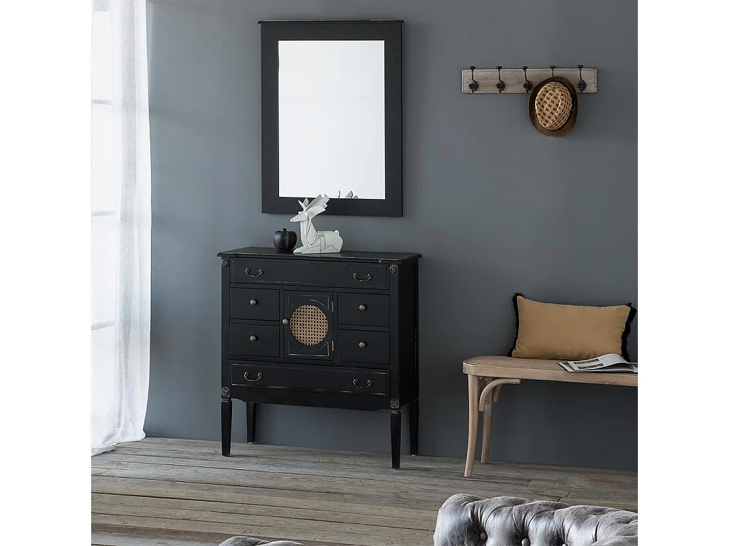 Cómoda de madera negra 85x38x90 cm