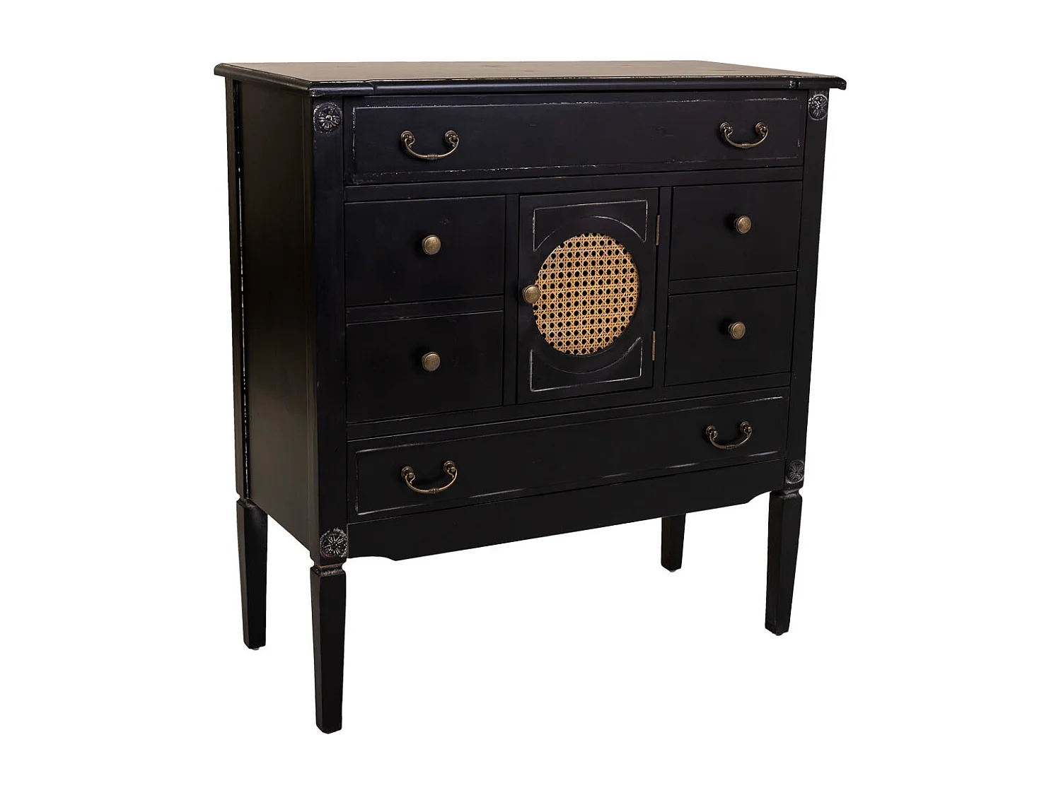 Cómoda de madera negra 85x38x90 cm