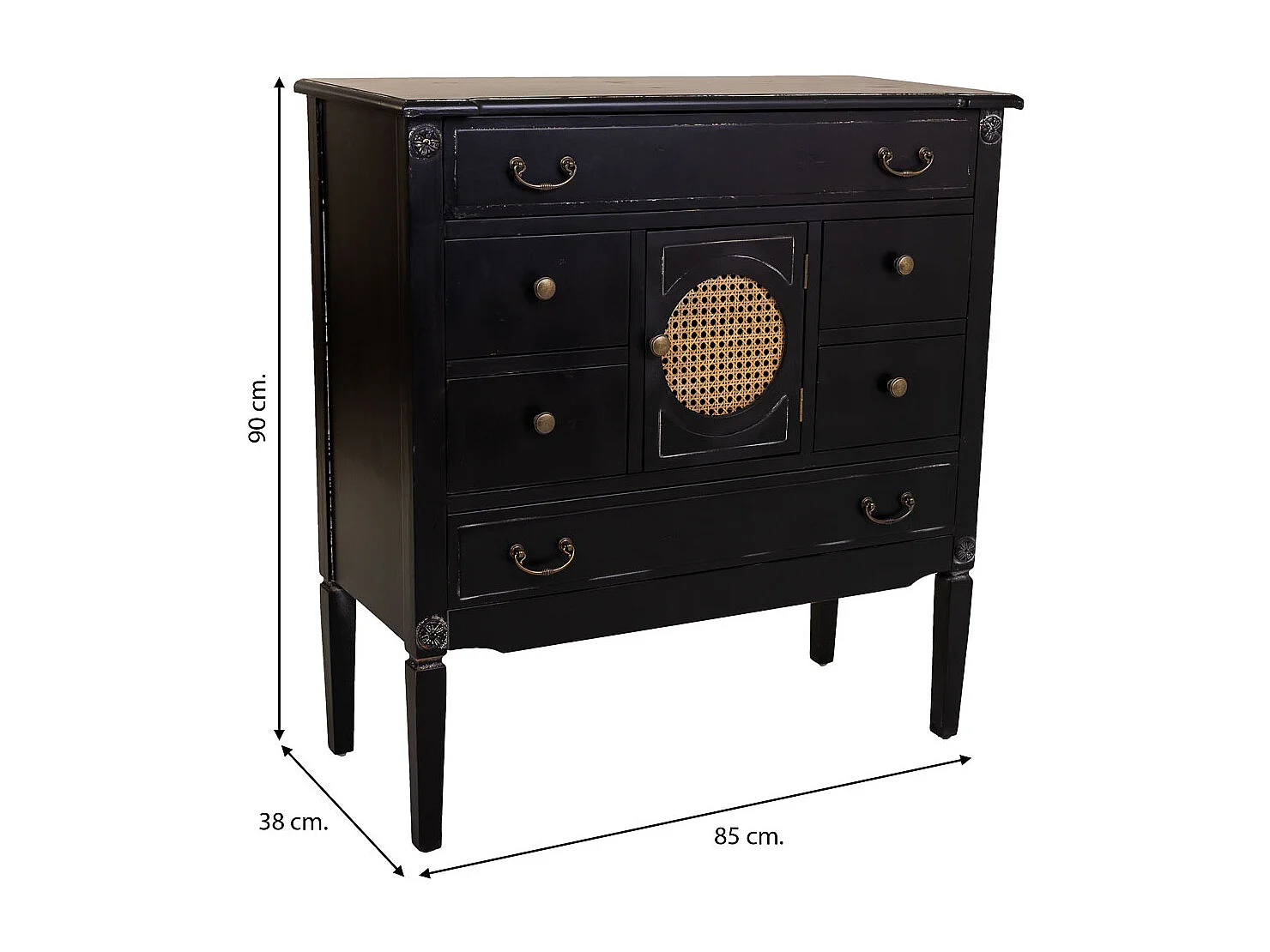 Cómoda de madera negra 85x38x90 cm