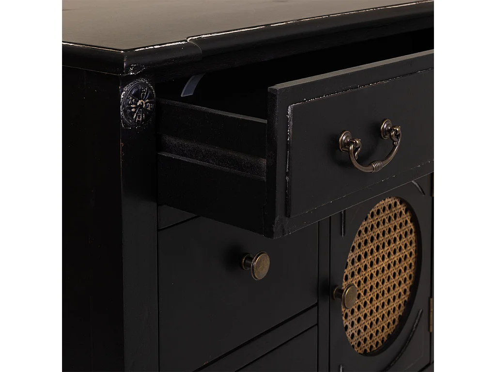 Cómoda de madera negra 85x38x90 cm