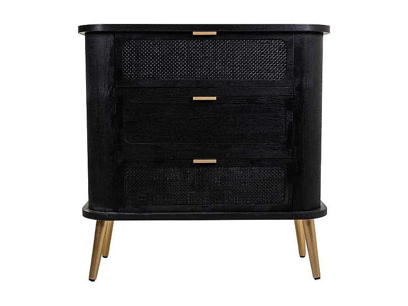 Kommode aus Holz und schwarz lackiertem Netz 80x35x81h cm