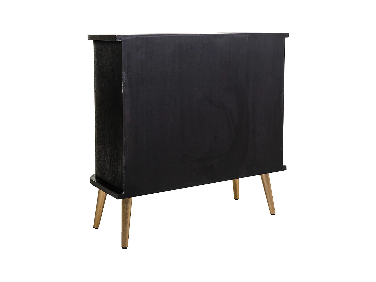 Cassettiera in legno e rete laccata nera 80x35x81h