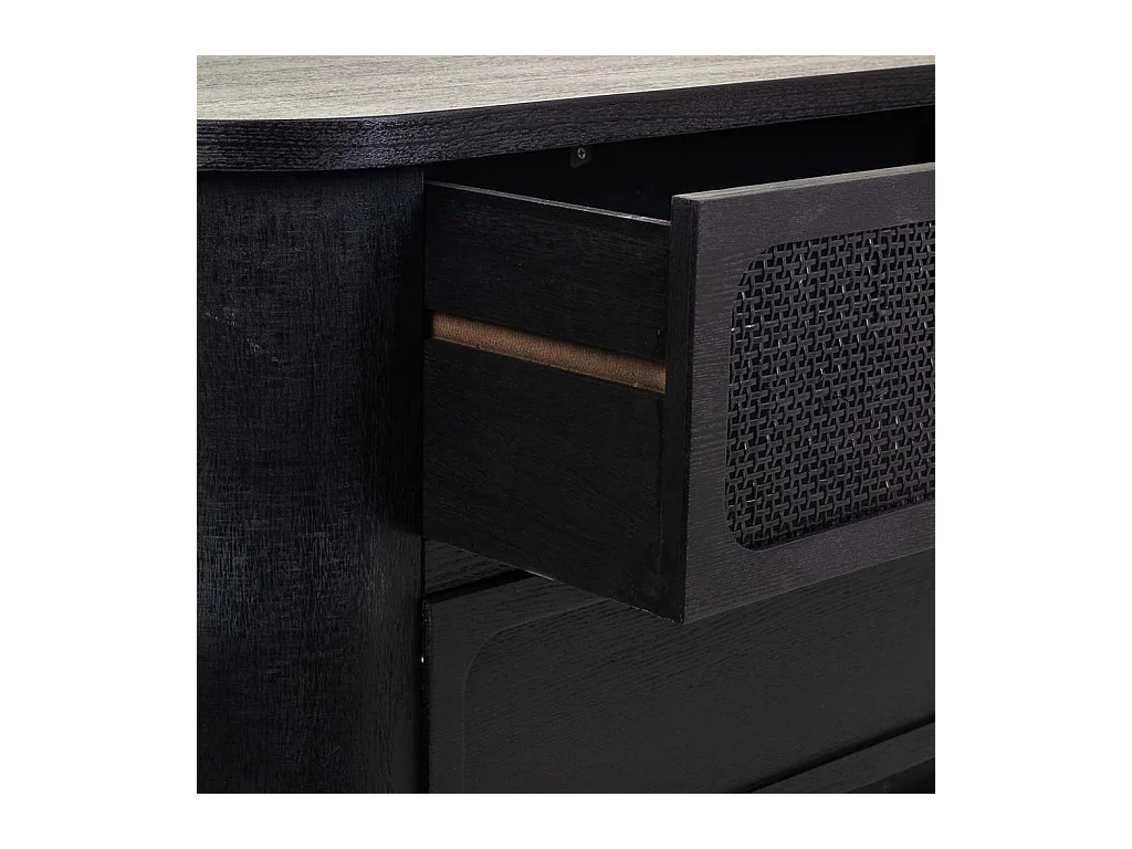 Cassettiera in legno e rete laccata nera 80x35x81h