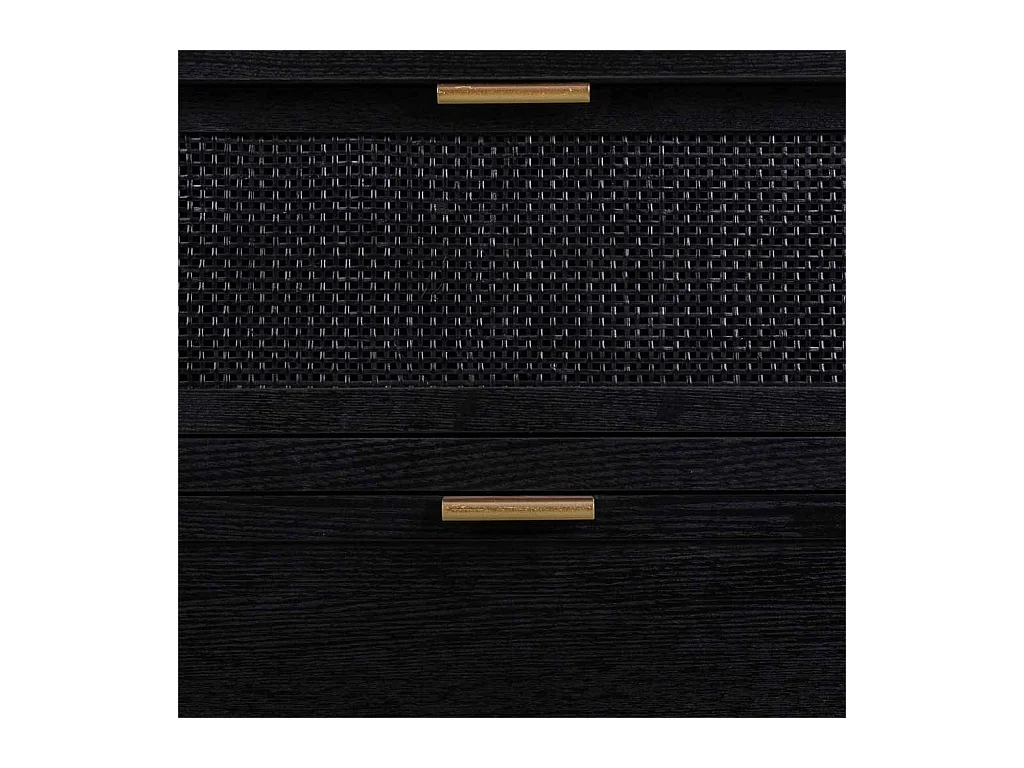 Cassettiera in legno e rete laccata nera 80x35x81h