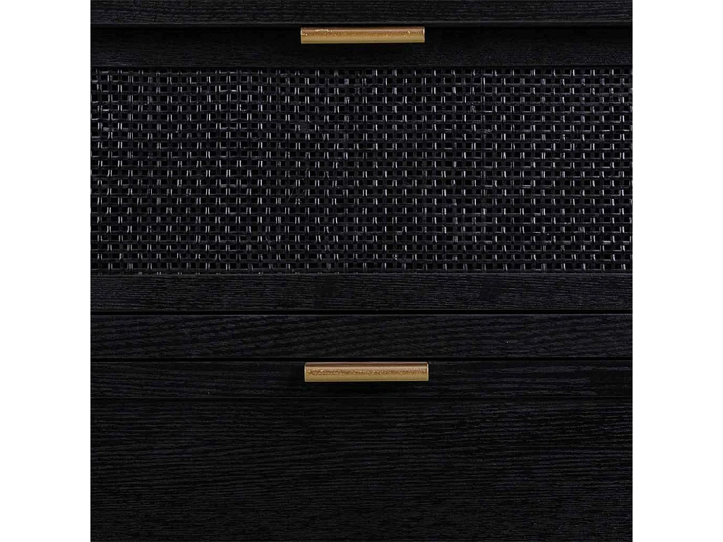 Cômoda em madeira lacada preta e malha 80x35x81