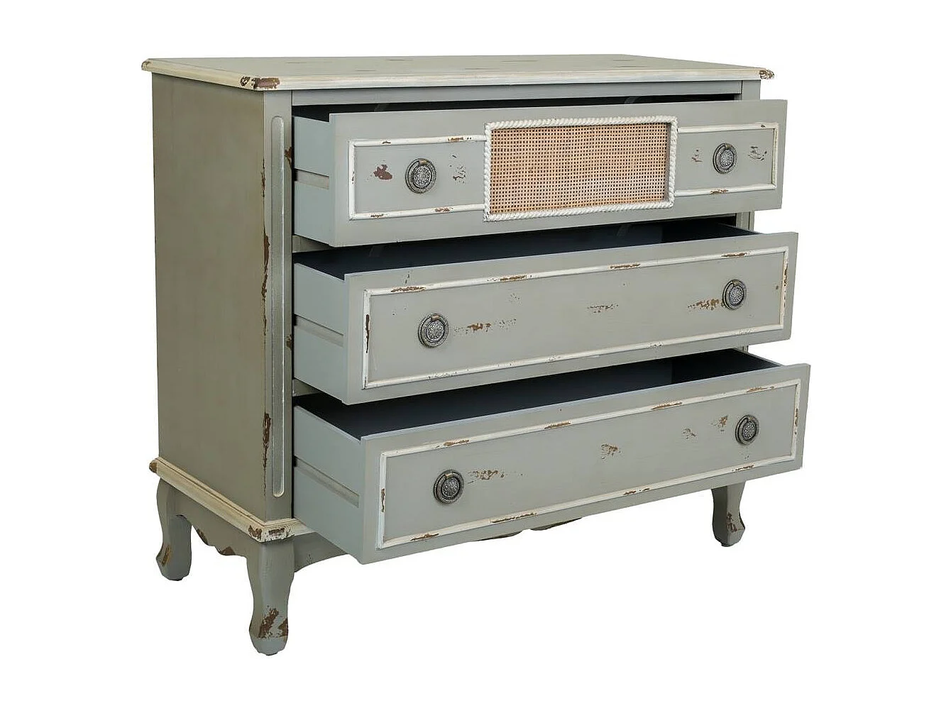 Cômoda de madeira verde 90x38x80