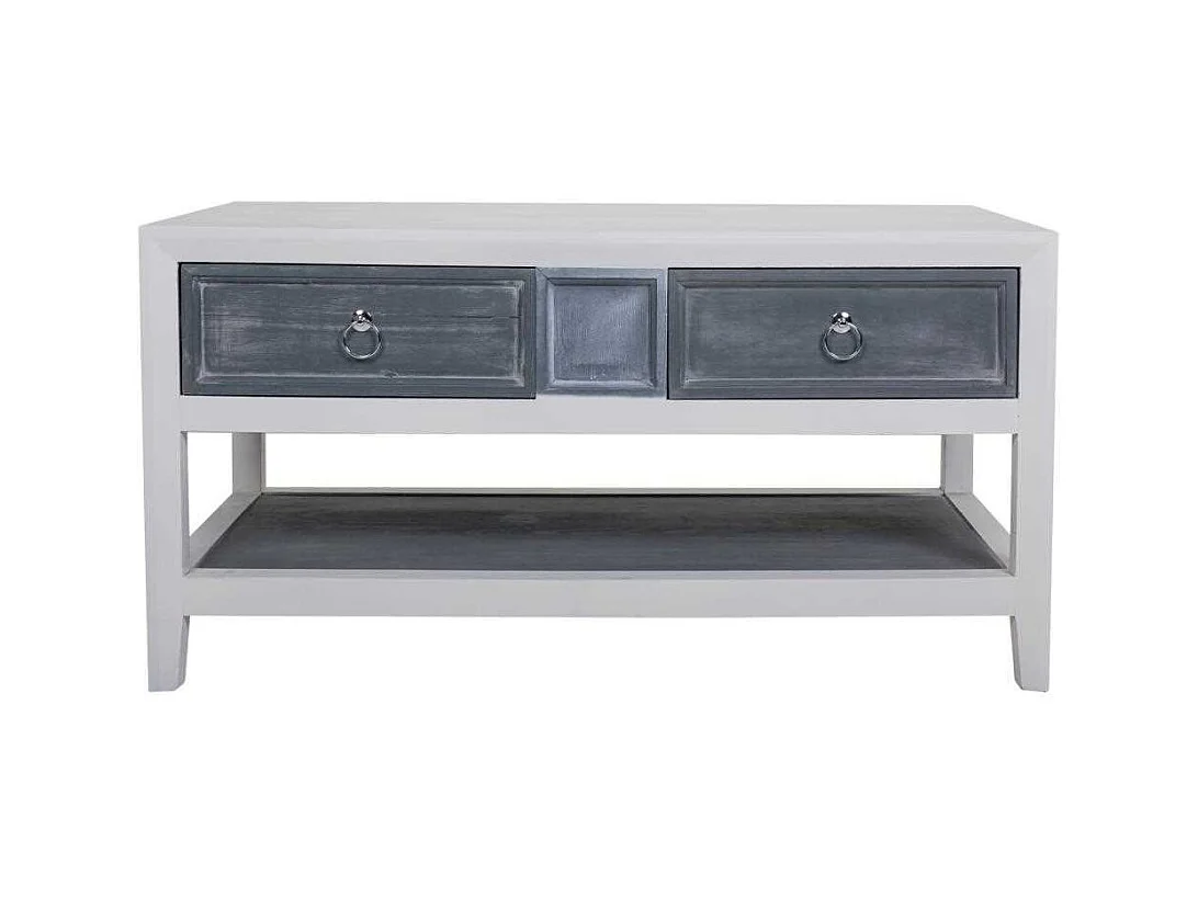 Centro de mesa em madeira lacada branco e cinza 104x51x53