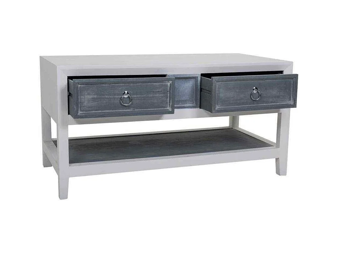 Centro de mesa em madeira lacada branco e cinza 104x51x53