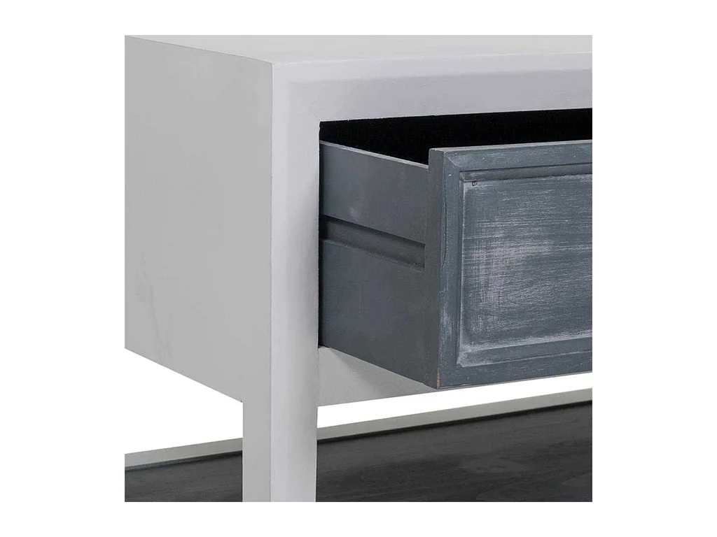 Centro de mesa em madeira lacada branco e cinza 104x51x53