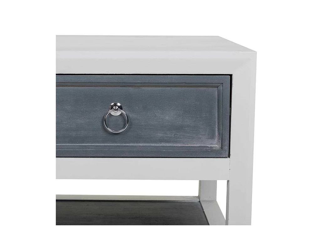 Centro de mesa em madeira lacada branco e cinza 104x51x53