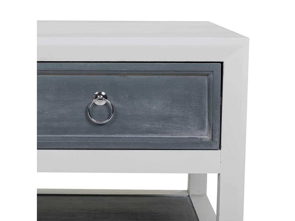 Tavolino da centro in legno laccato bianco e grigio 104x51x53h