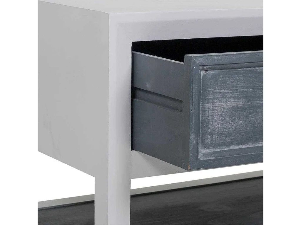Mitteltisch aus weiß und grau lackiertem Holz, 104x51x53h cm