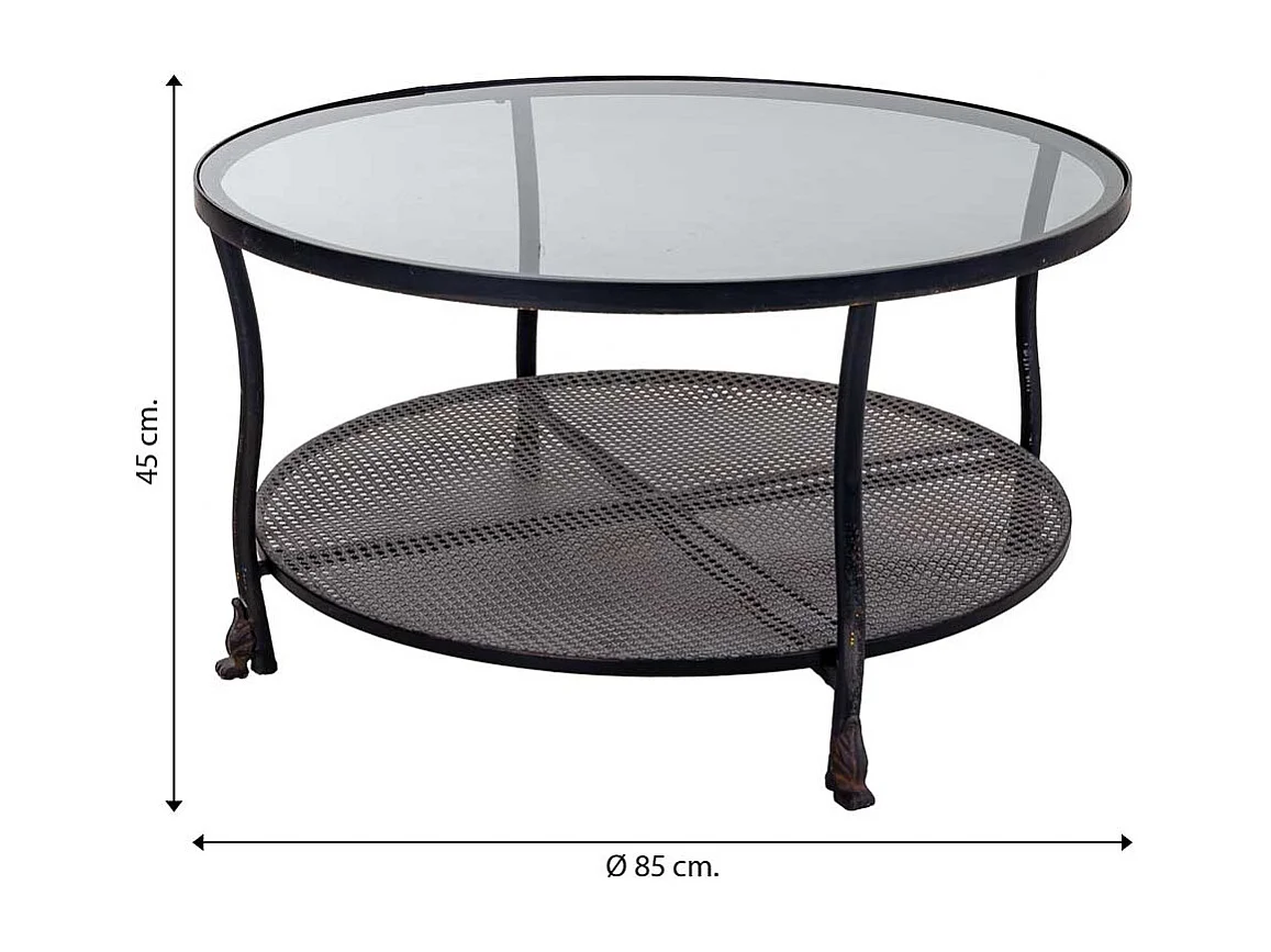 Mesa de centro de metal preto 85x85x45
