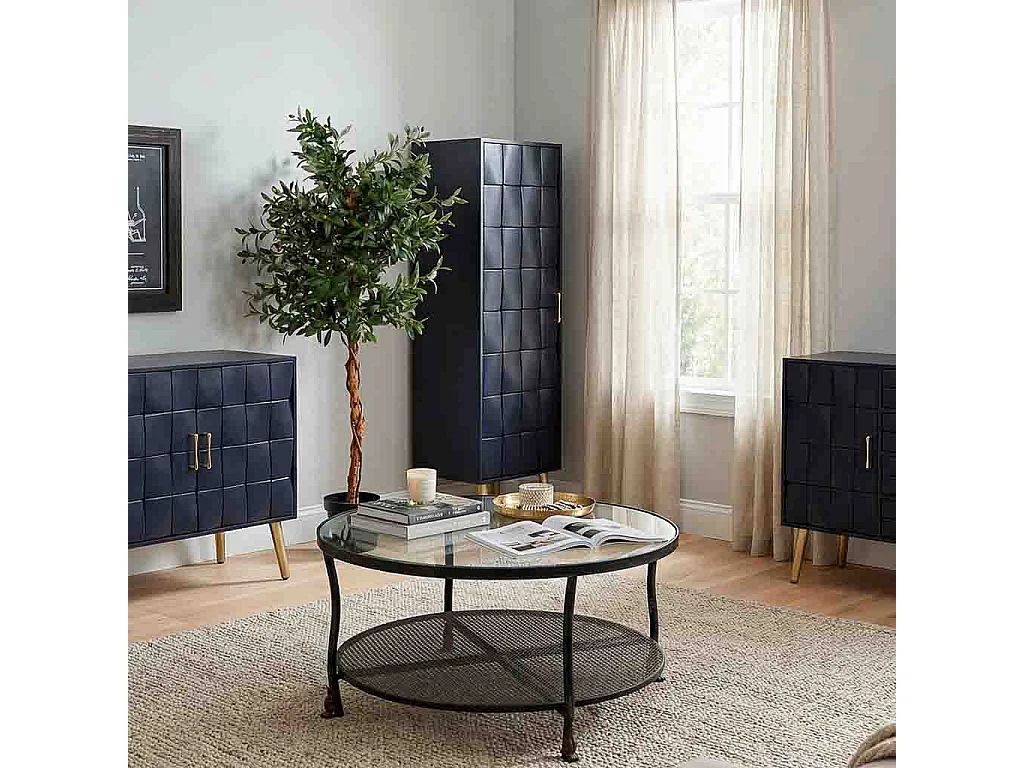 Mesa de centro de metal negro 85x85x45