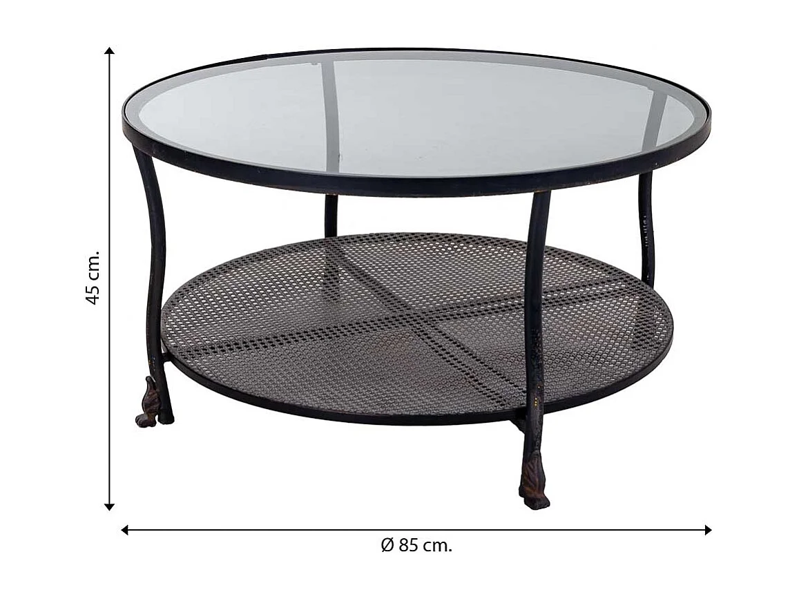 Mesa de centro de metal negro 85x85x45