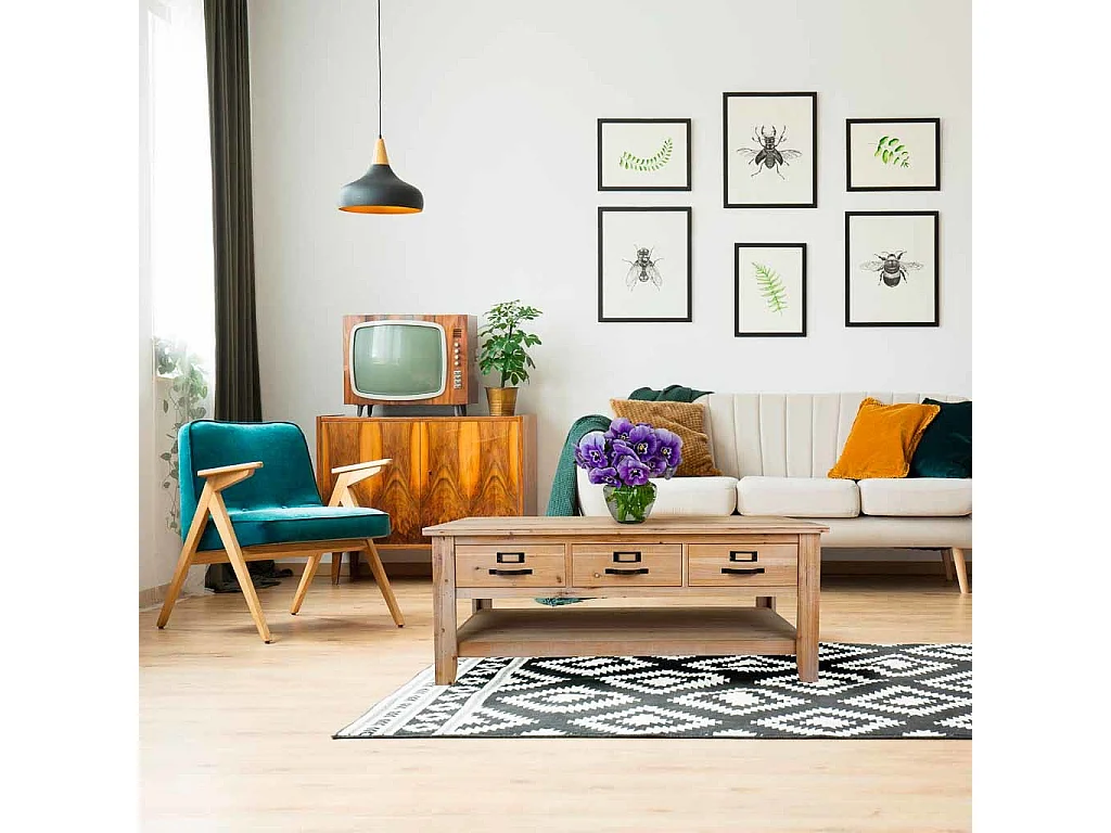 Brauner Couchtisch aus Holz 120x66x48h cm