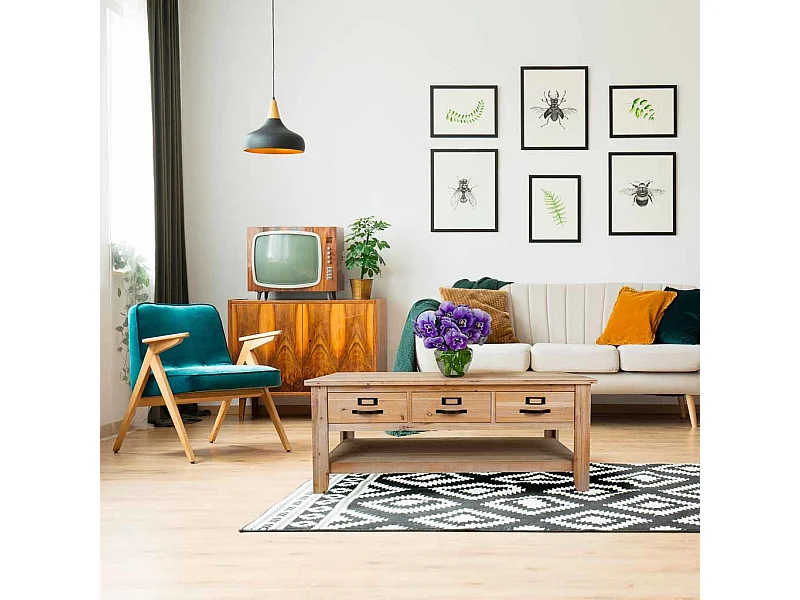 Brauner Couchtisch aus Holz 120x66x48h cm