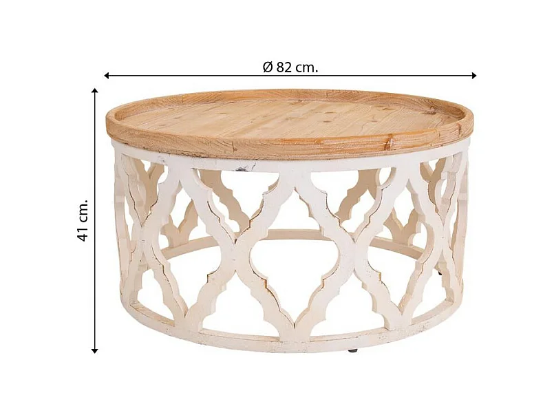 Table basse en bois sculpté 82x82x41