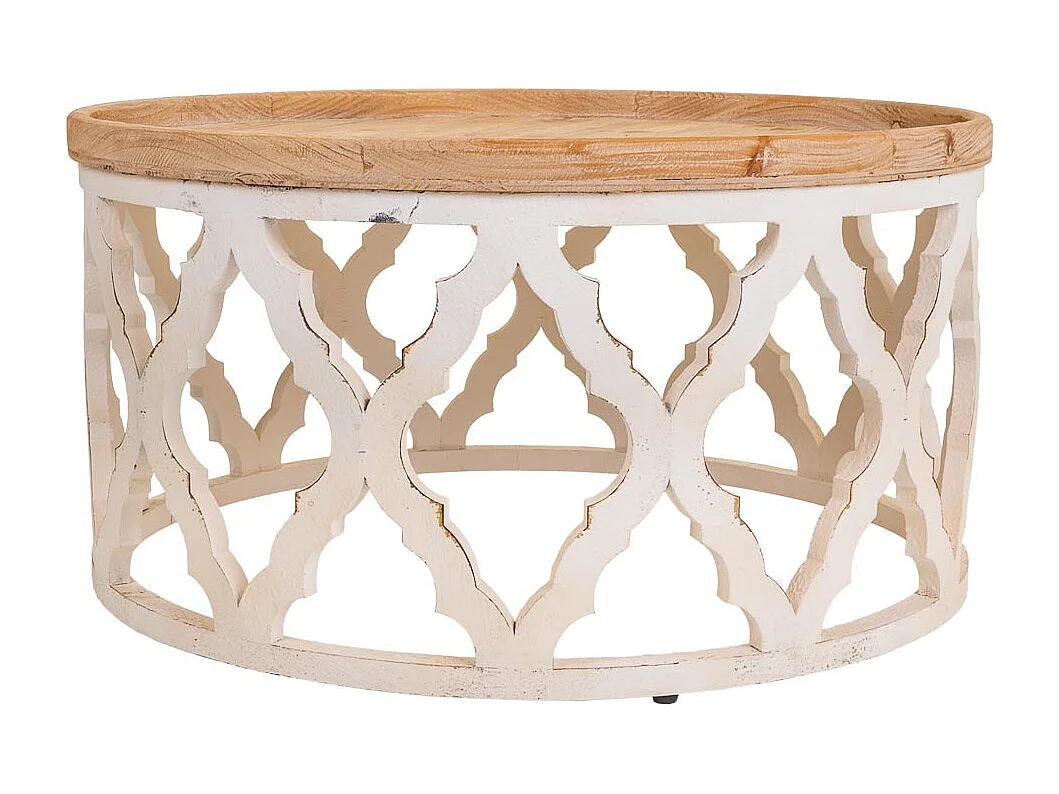 Geschnitzter Couchtisch aus Holz 82x82x41