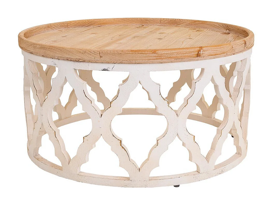 Geschnitzter Couchtisch aus Holz 82x82x41