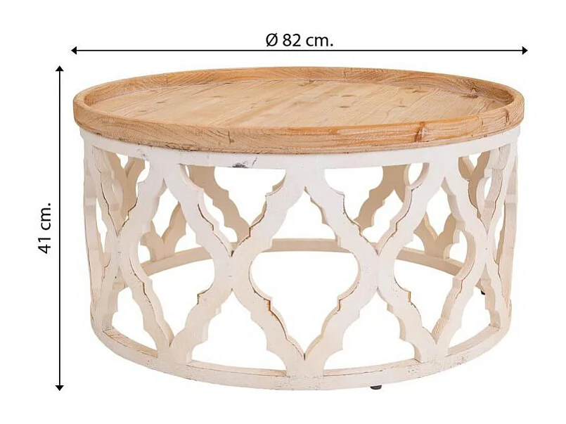 Geschnitzter Couchtisch aus Holz 82x82x41