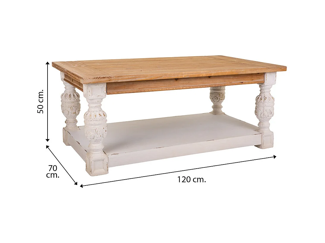 Table basse en bois sculpté marron 120x70x50h