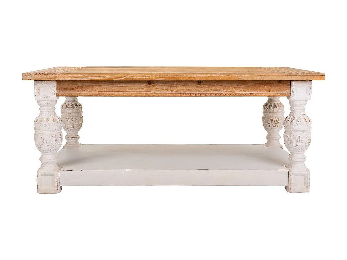 Brauner, geschnitzter Couchtisch aus Holz, 120x70x50h cm