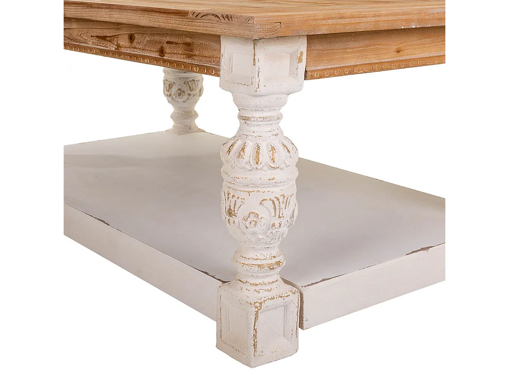 Brauner, geschnitzter Couchtisch aus Holz, 120x70x50h cm