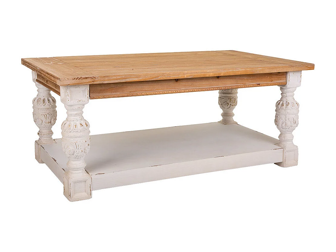 Brauner, geschnitzter Couchtisch aus Holz, 120x70x50h cm