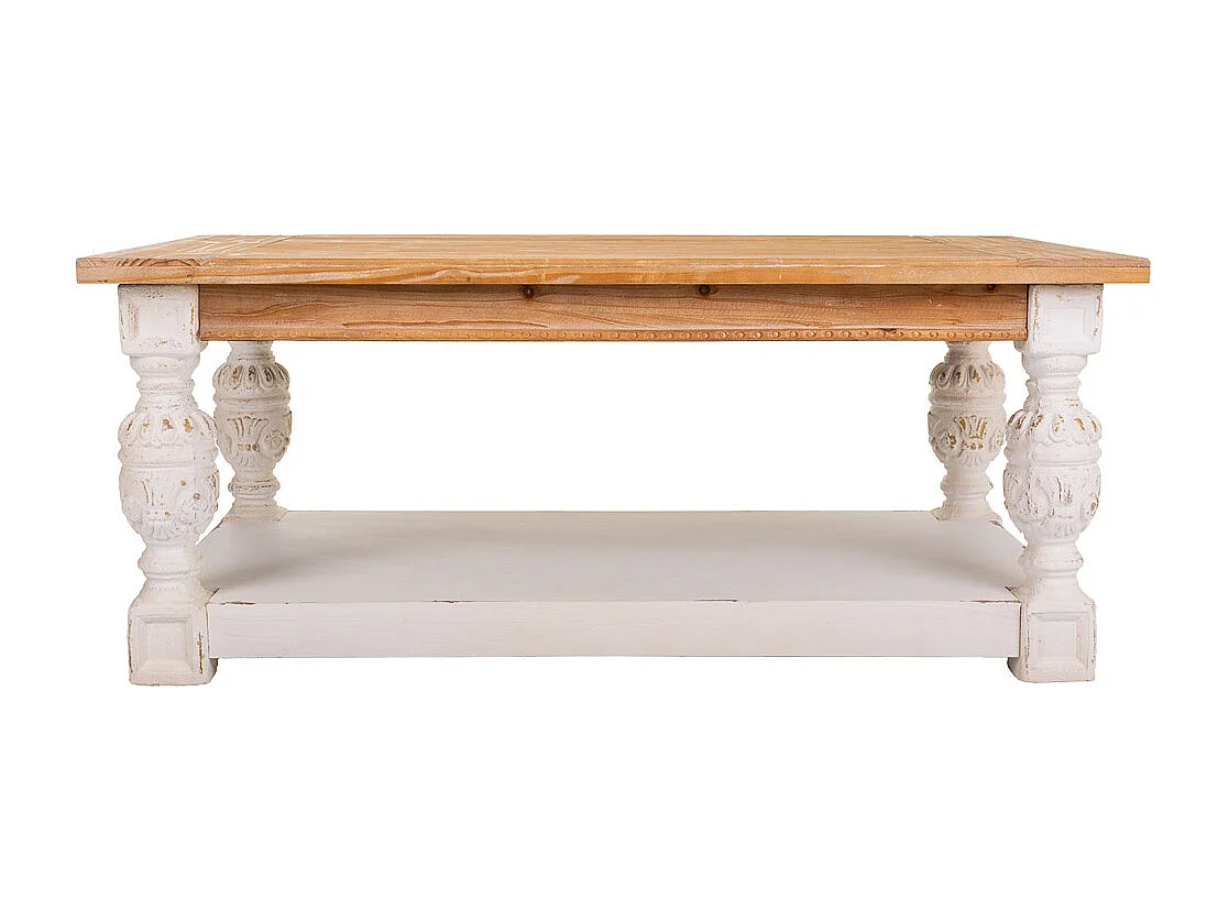 Brauner, geschnitzter Couchtisch aus Holz, 120x70x50h cm