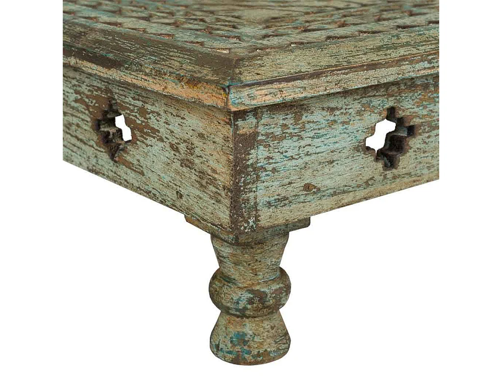 Table de centre en bois sculpté artisanalement 33x33x14