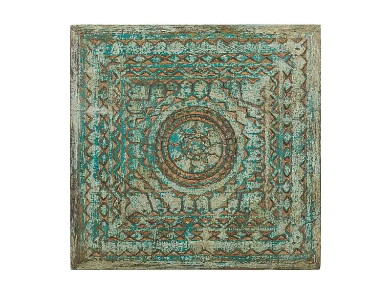 Tavolino da centro in legno intagliato finitura artigianale 33x33x14