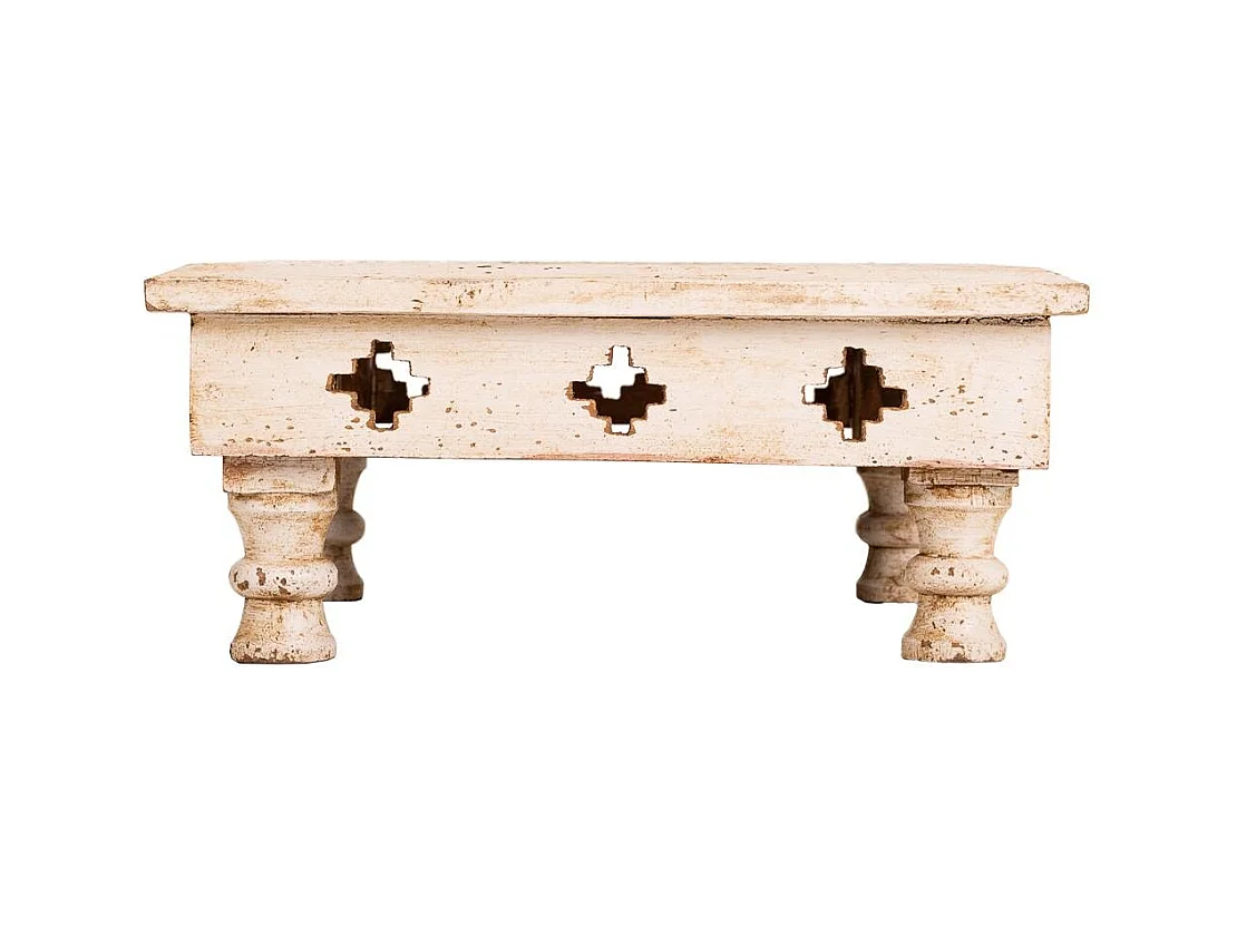 Brauner, geschnitzter Couchtisch aus Holz, 33x33x14h cm