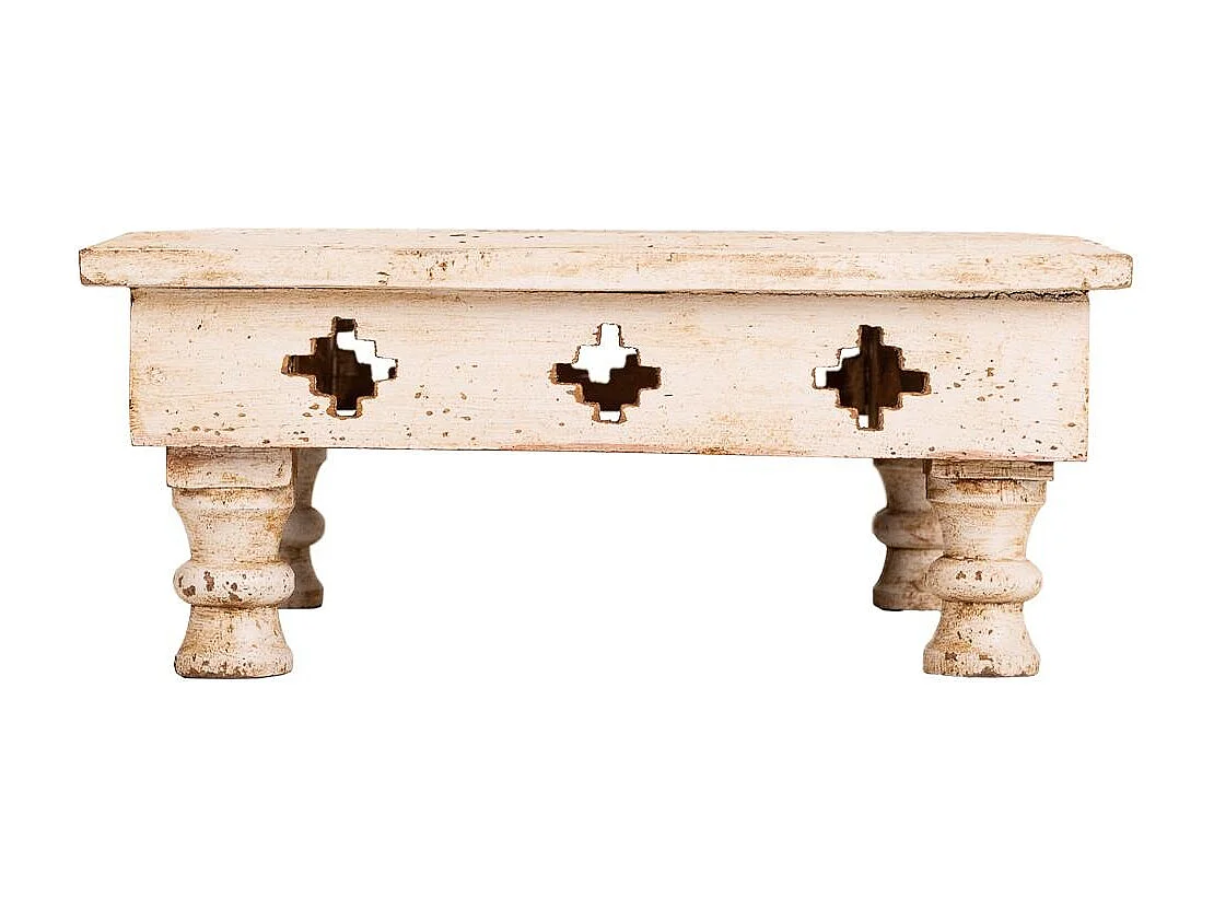 Mesa de centro em madeira entalhada marrom 33x33x14