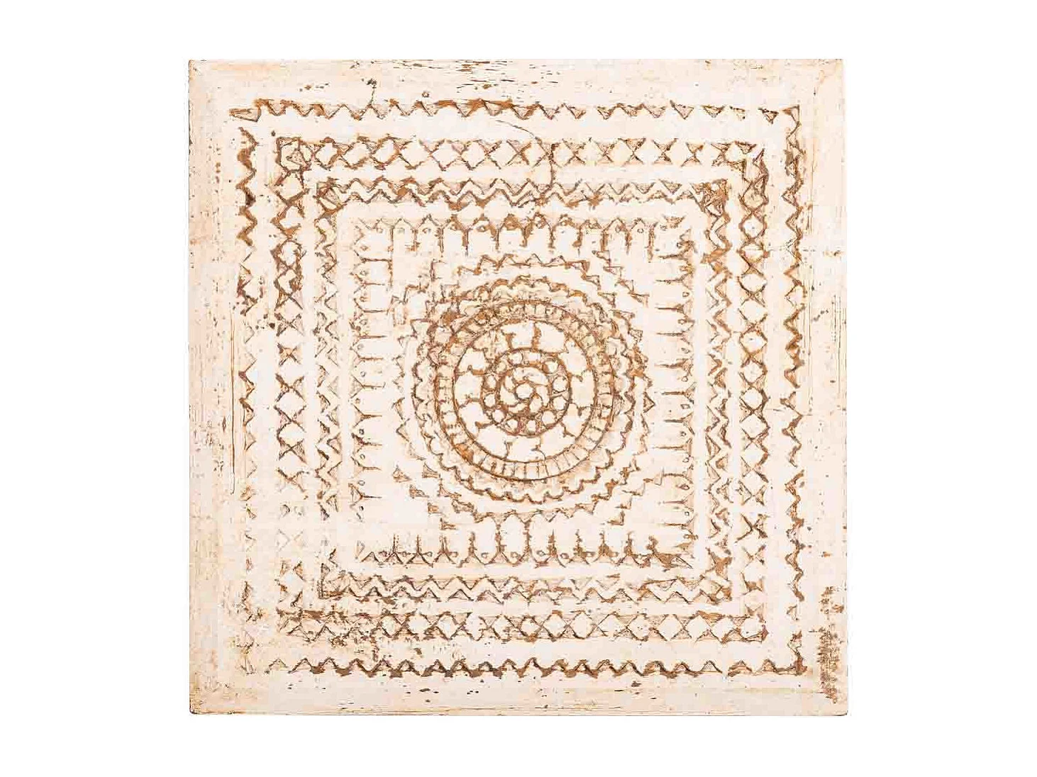 Mesa de centro em madeira entalhada marrom 33x33x14